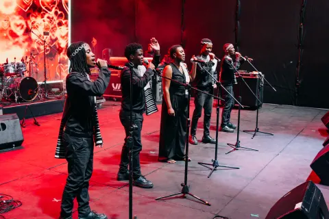Fair Play South Africa 2025 winners Onset Music Group performing on stage.